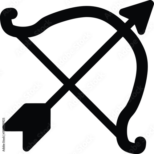 a bow with taut string and arrow nocked silhouette vector illustration on transparent background