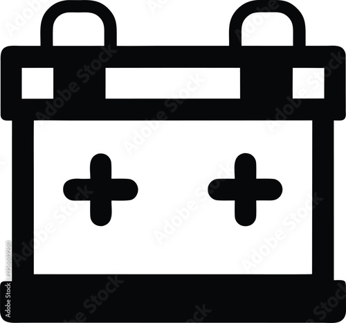 a battery icon with plus minus terminals silhouette vector illustration on transparent background