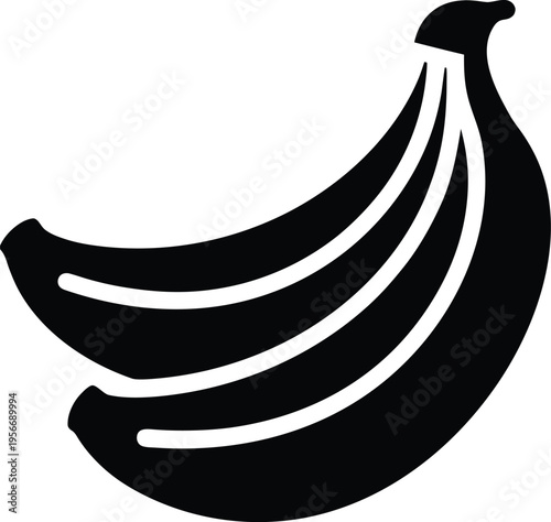 a banana with slight curve and tip silhouette vector illustration on transparent background