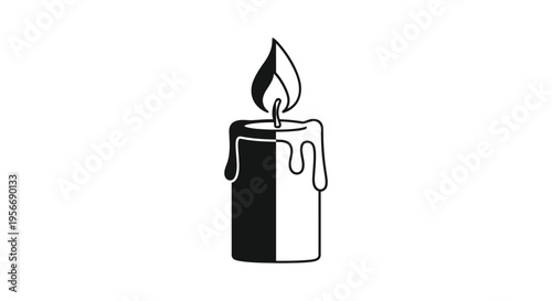 Black and white candle icon vector