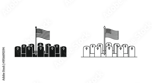 Set of 2 cemetery icon sets vector