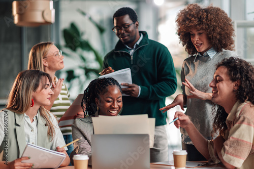 Diverse business team collaborating during office meeting