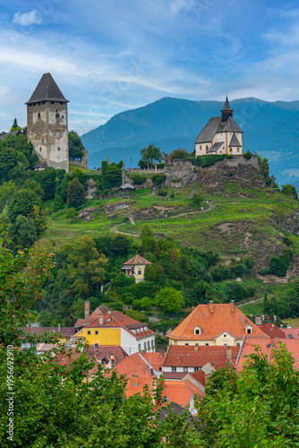 Canvas Print Petersberg castle above Friesach in Austria