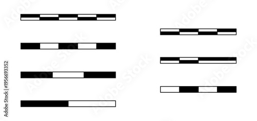 Linear Scale Bar Cartography Symbol Sign Meter Measurement Element Icon Set for Map or Site Plan. Vector Image.