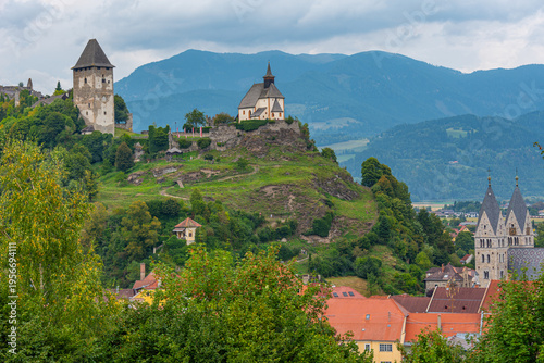 Bild auf Leinwand Petersberg castle above Friesach in Austria