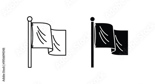 Set of 2 flag icons vector, black and white