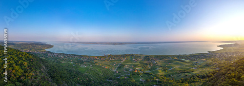 Bild auf Leinwand Panorama view of Balaton lake near Badacsony in Hungary