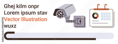 Security monitoring, technology solutions, data analysis, surveillance systems, intrusion detection, privacy protection. Camera paired with a data dashboard. Security monitoring and technology