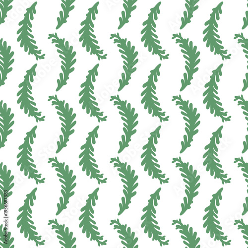Colorful vector pattern with repeating green leaves. Great for web design, posters, and decorative surfaces.