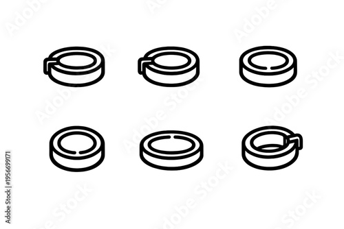 Set of adhesive tape rolls icons in isometric view for and packaging design projects on white background