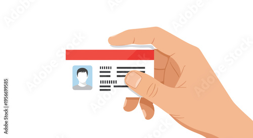 Hand holding ID card with photo and information, identification concept