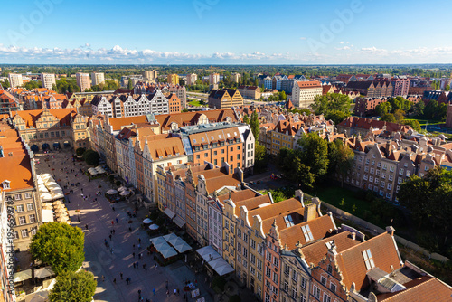 Aerial view on Old town in Gdansk, Poland