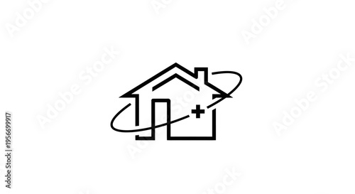 Home Care Symbol: A minimalist illustration of a home, symbolizing health care, encompassing the concepts of healthcare and home care services
