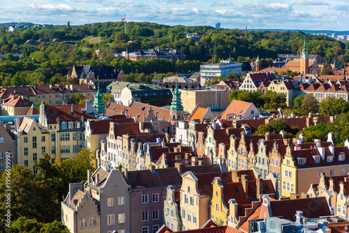 Aerial view on Old town in Gdansk, Poland