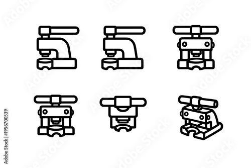 Watch back case press tool icons for watchmaker repair and maintenance services on white background