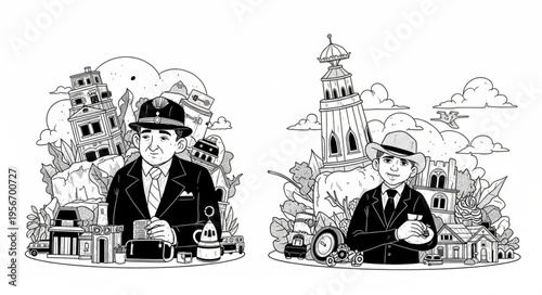 Vintage Businessmen in Suits.