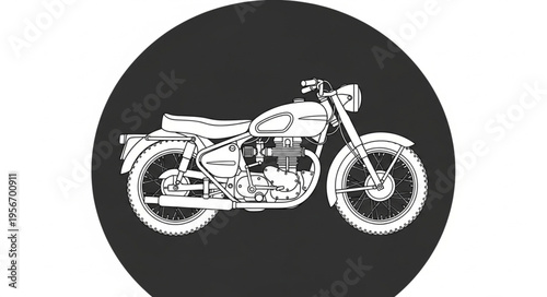 Vintage Motorcycle Side View Illustration.