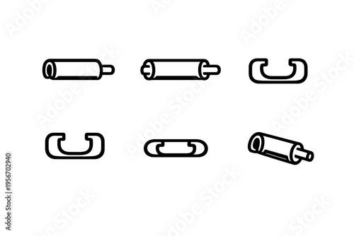 Set of mechanical spring pins and slotted roll pins for industrial engineering and hardware manufacturing applications