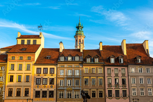 Old town sqare in Warsaw at sunset, Warsaw, Poland