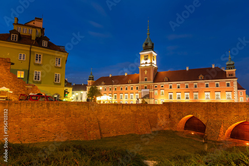 Royal Castle in Warsaw at night, Poland