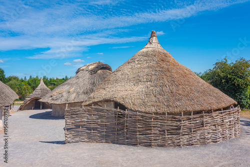 Canvas Print Old houses in Stonehenge museum in England