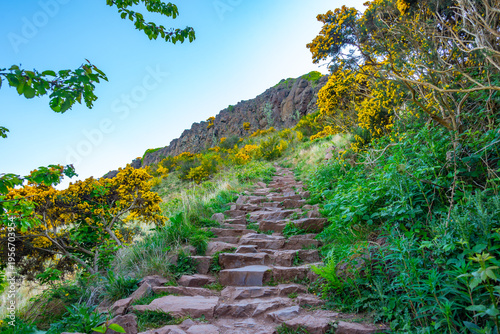 Natural landscape of Holyrood park in Edinburgh, Scotland