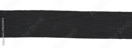 Fotografie Thick black fabric belt weave texture, isolated transparent background, minimali