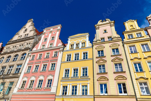 Colorful old buildings at Old Market Square, Wroclaw, Poland