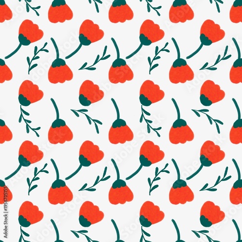 seamless pattern with red poppies