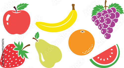 A collection of colorful fruit illustrations