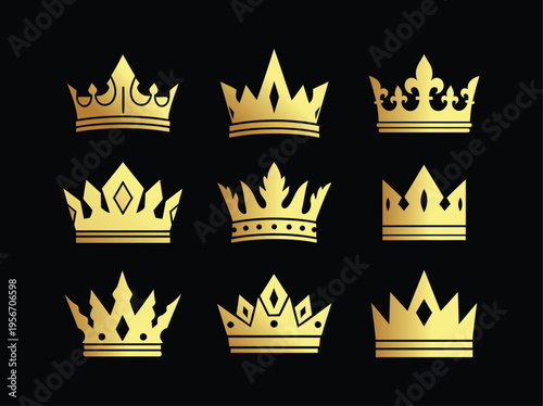 A collection of regal gold crowns