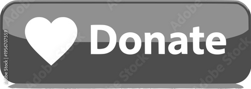 Donate web button. Red button with heart. Symbol of financial aid isolated on white background. Vector illustration.
