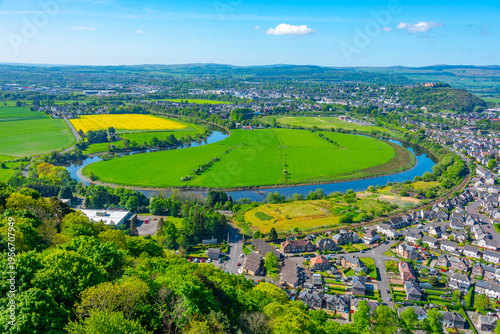 Quadro su tela Panorama view of Stirling town in Scotland