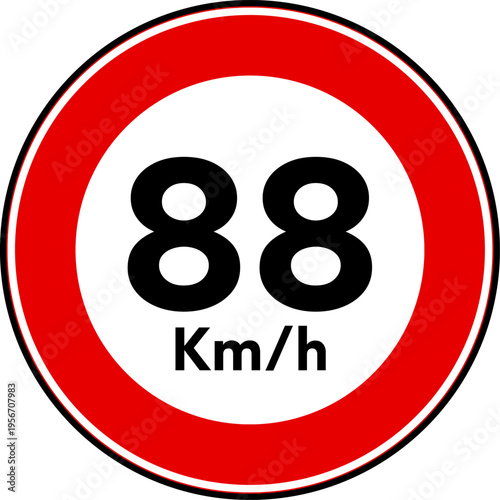 Speed limit 88 kmh traffic sign, Speed limit 88 sign