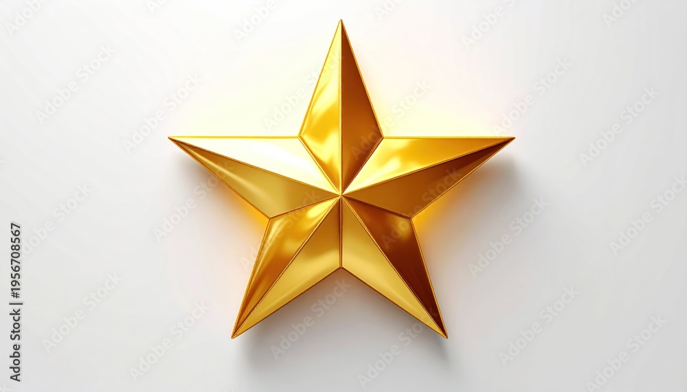Fototapeta premium Shiny Golden Star on White Background - Symbol of Excellence.