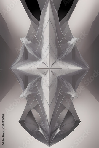 Monochromatic Abstract Sculpture Geometric and Organic Interplay