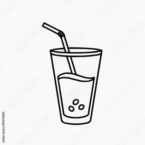 Smoothie with chia seeds in glass cup with straw  