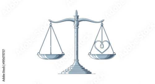 Balance scale with heart symbol weighing love.