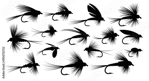 Silhouette Fly Fishing Lures Collection - Realistic Insect Imitations for Angling