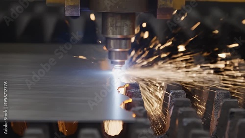 Precision CNC Plasma Metal Cutting with Flying Golden Sparks