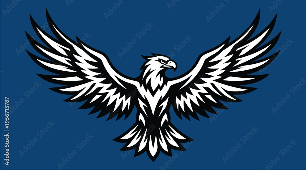 Obraz premium Eagle Spread Wings White Black.