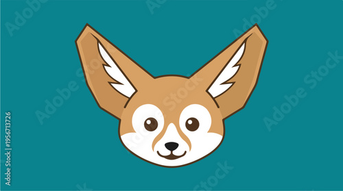 Cute Cartoon Fox Face Closeup.
