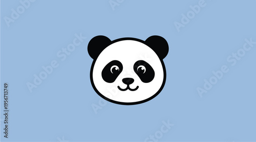 Cute Cartoon Panda Face Closeup.