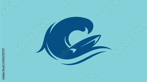 Dolphin Swimming in Ocean Waves.