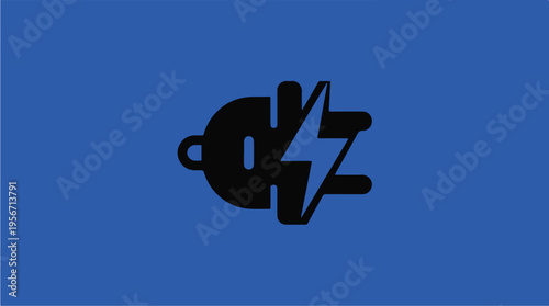 Electric Plug with Lightning Bolt.