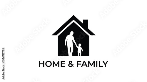 Family Home Silhouette Logo Design.
