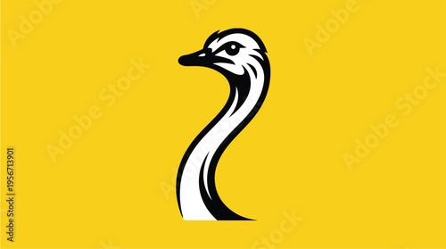 Goose Head Illustration Black White.