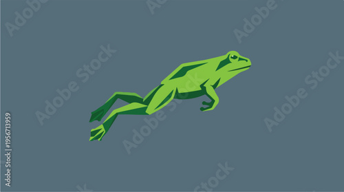 Green Frog Side View Illustration.