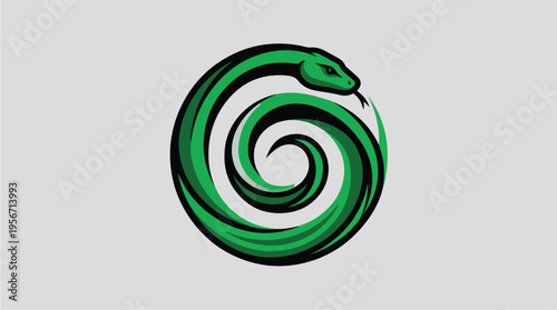Green snake curled up tight.