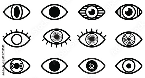 Collection of diverse cartoon eyes illustrations